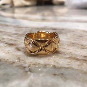 Quilt pattern faux-luxury gold ring